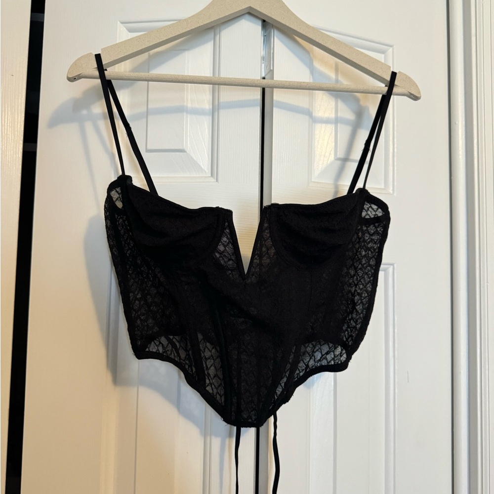 Urban Outfitters Black lace corset top size L-XL